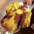 Mock Collar Chunky Knit Sweater