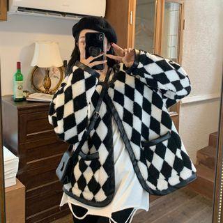 Argyle Print Jacket Argyle Print - Black & White - One Size