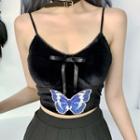 Butterfly Print Bow Cropped Camisole Top