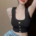 Square Neck Knit Crop Tank Top