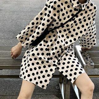 Dotted 3/4-sleeve Shirt Dress