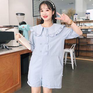 Short-sleeve Ruffle Trim Playsuit
