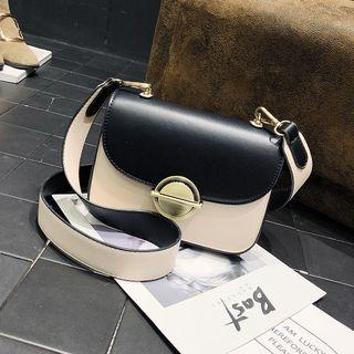 Faux Leather Two-tone Crossbody Bag
