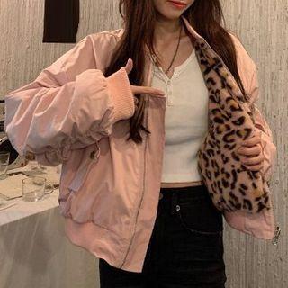 Leopard Print Reversible Padded Jacket
