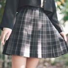 Plaid Pleated Mini A-line Skirt / Midi A-line Skirt