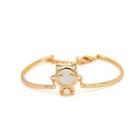 Fashion Plated Rose Gold Cat Bracelet With White Cat's Eye