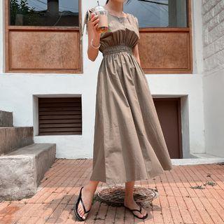 Drawstring-shoulder Sleeveless Long Dress