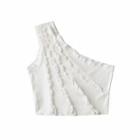 Ruffle-trim One-shoulder Crop Top