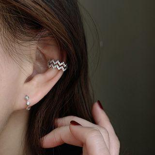 925 Sterling Silver Wavy Layered Cuff Earring