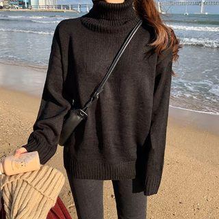 Turtle-neck Drop-shoulder Sweater In 9 Colors