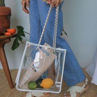 Chain Strap Clear Tote Bag