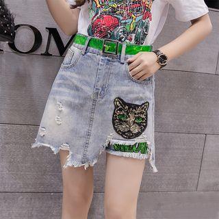 Sequined Denim Skort