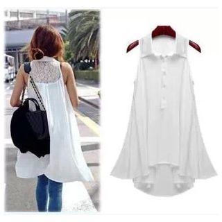 Sleeveless Panel Lace Top
