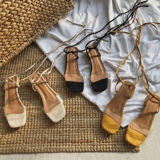 Transparent Ballet Sandals With Ankle Ties
