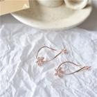 Sterling Silver Cz Flower Drop Earring 1 Pair - Rose Gold - One Size