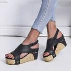 Peep Toe Platform Wedge Heel Sandals