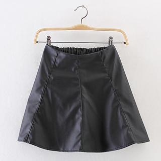 A-line Faux Leather Skirt