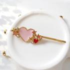 Rhinestone Heart & Star Hair Pin 1 Pc - Pink Love Heart Hair Clip - One Size