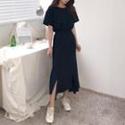 Set: Round-neck T-shirt + Band-waist Skirt