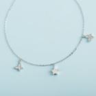 925 Sterling Silver Star & Rhinestone Butterfly Anklet