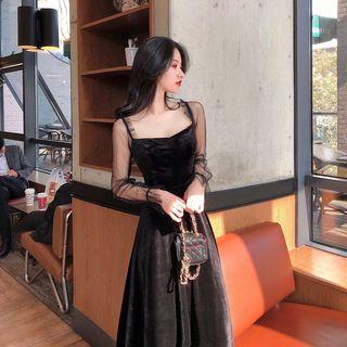 Retro Mesh Spliced Dress