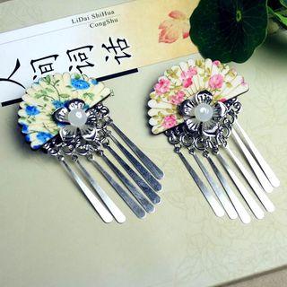 Floral Print Fan Hair Clip