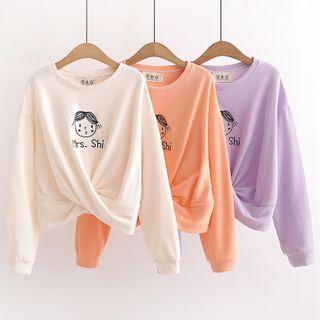 Cartoon Print Twisted Pullover