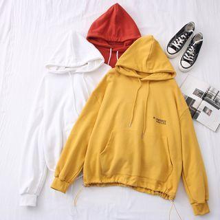 Drawstring-hem Lettering Hooded Sweatshirt