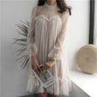 Long-sleeve Sheer A-line Dress