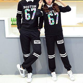 Set: Couple Lettering Top + Pants