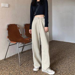 Plain Loose-fit Straight Leg Jeans