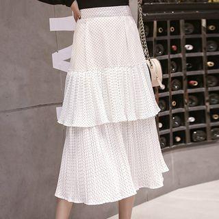 Midi Layered A-line Dotted Skirt