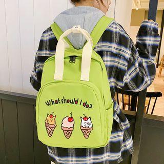 Ice Cream Print Top Handle Nylon Backpack