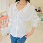 Wide-cuff Shirred Slim-fit Shirt