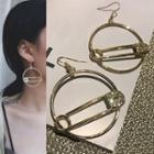 Safety Pin Alloy Hoop Dangle Earring