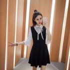 Set: Bell-sleeve Blouse + Pinafore