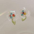 Floral Sterling Silver Ear Stud 1 Pair - Silver Needle - One Size