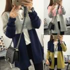 Two-tone Open-front Knit Coat