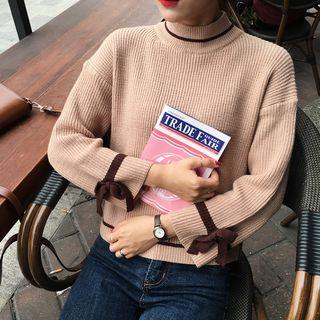 Bow Bell-sleeve Knit Top