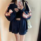 Color Block Zip-up Jacket / Wide-leg Shorts