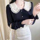 Lace-collar Button-up Blouse