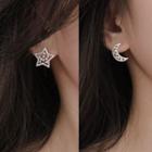 Non-matching Moon & Star Stud Earring S925 Sterling Silver - Star & Moon - One Size