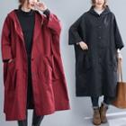 Hooded Button-up Long Trench Coat