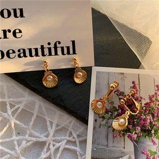 Freshwater Pearl Alloy Shell Dangle Earring