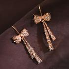 Rhinestone Bow Dangle Earring 1 Pair - S925 Silver - As Shown In Figure - One Size