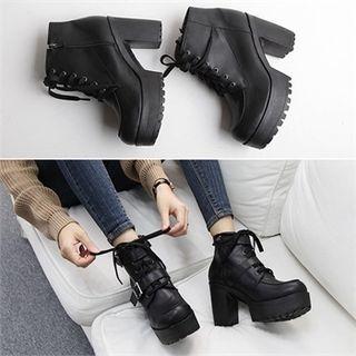 Lace-up / Buckle Platform Ankle Boots