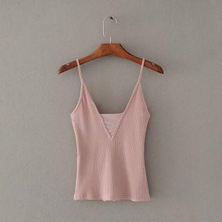 Deep V-neck Ribbed Camisole Top