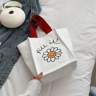 Flower Print Canvas Handbag