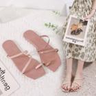 Loop-toe Faux Leather Slide Sandals