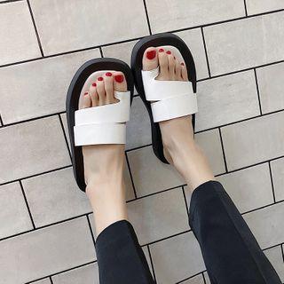 Toe-loop Wide Strap Platform Slide Sandals
